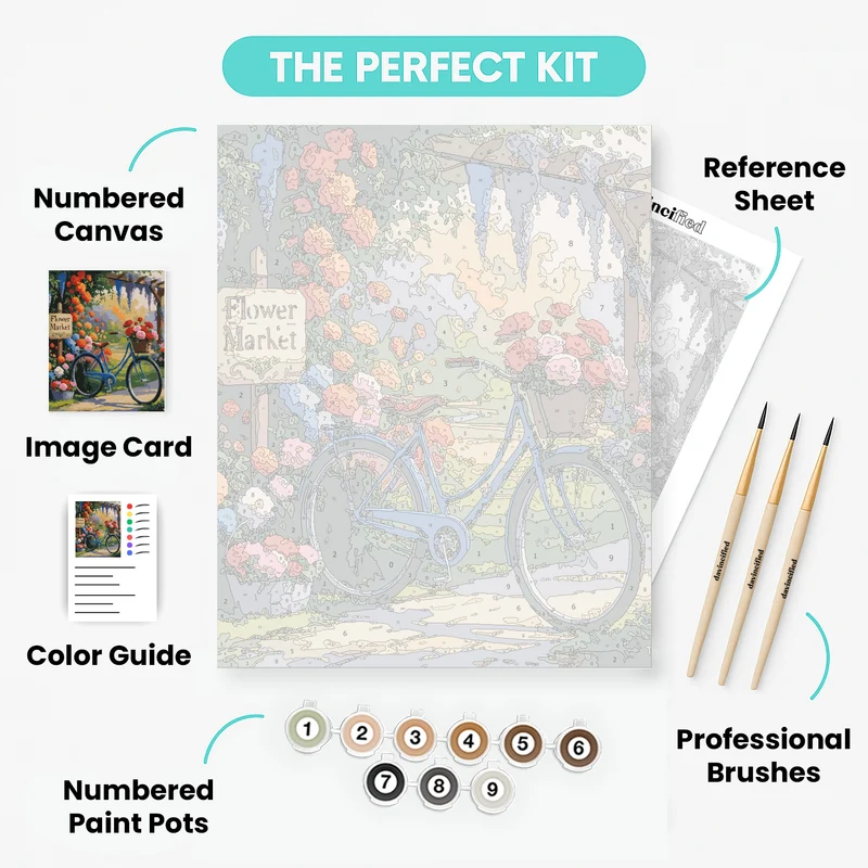 Flower Market Bicycle - Paint by Numbers Kit