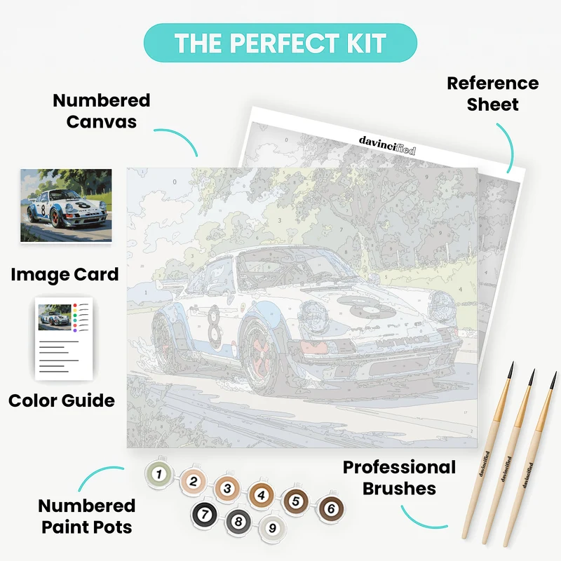 8 Sport Car Racing - Paint by Numbers Kit