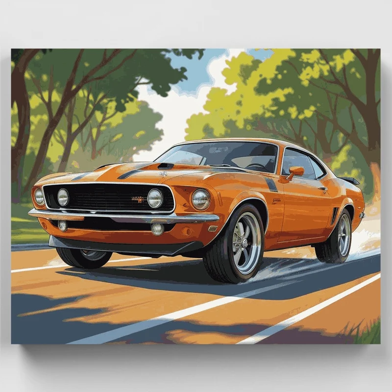 Classic Car Forest Drive - Paint by Numbers Kit