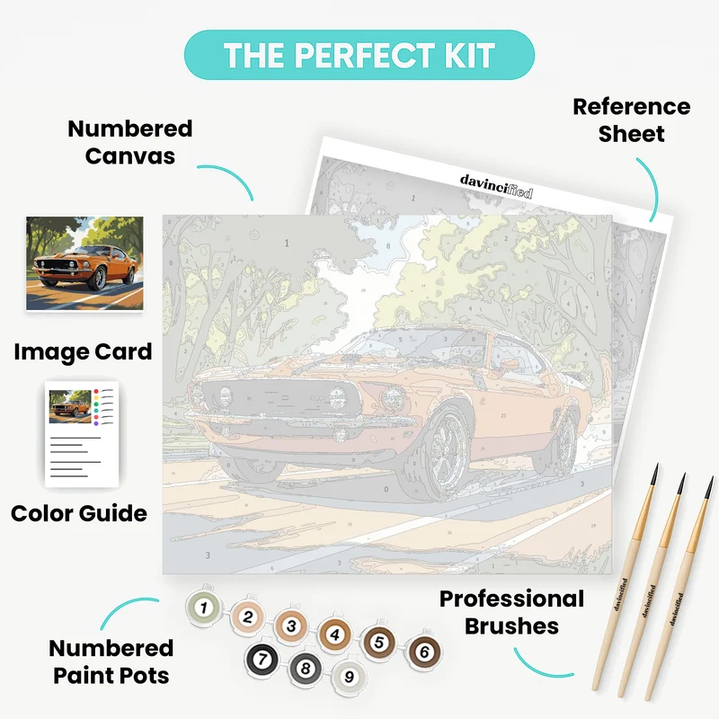 Classic Car Forest Drive - Paint by Numbers Kit