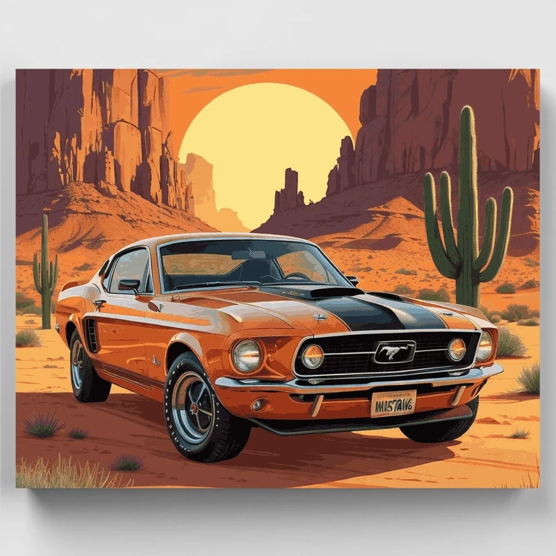 Desert Car Sunset - Paint by Numbers Kit
