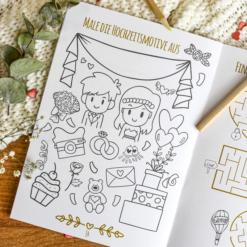 4er Set Hochzeitsmalbuch für Kinder