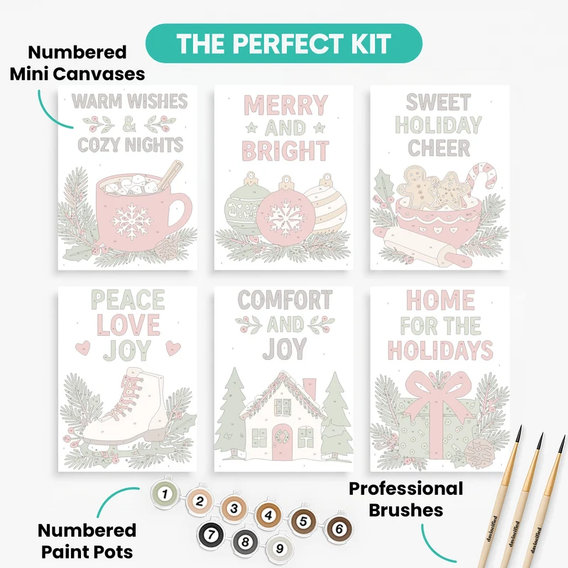 Cozy Christmas Sayings - Mini Paint by Numbers Set