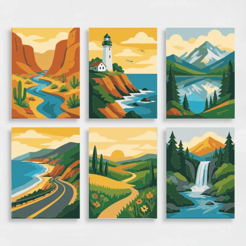 Scenic Landscapes - Mini Paint by Numbers Set