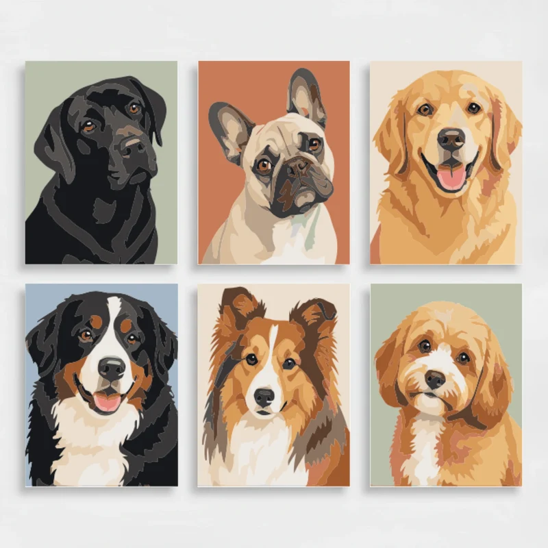Beloved Dog Portraits Collection - Mini Paint by Numbers Set