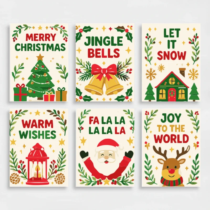 Festive Christmas Greetings - Mini Paint by Numbers Set
