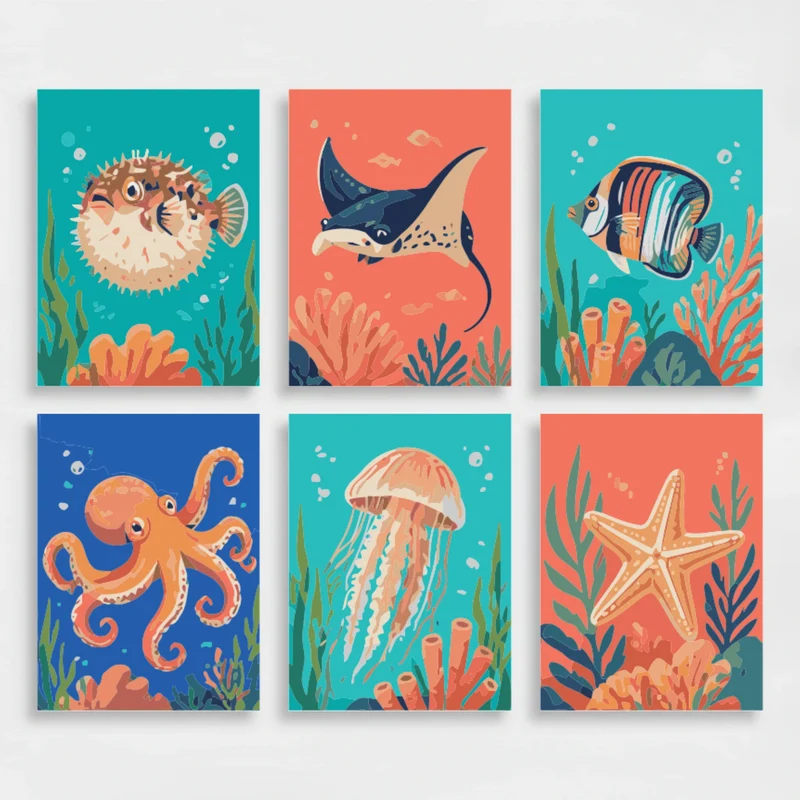 Ocean Life - Mini Paint by Numbers Set