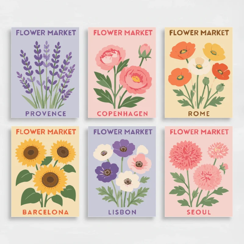 Flower Market City Bouquets - Mini Paint by Numbers Set