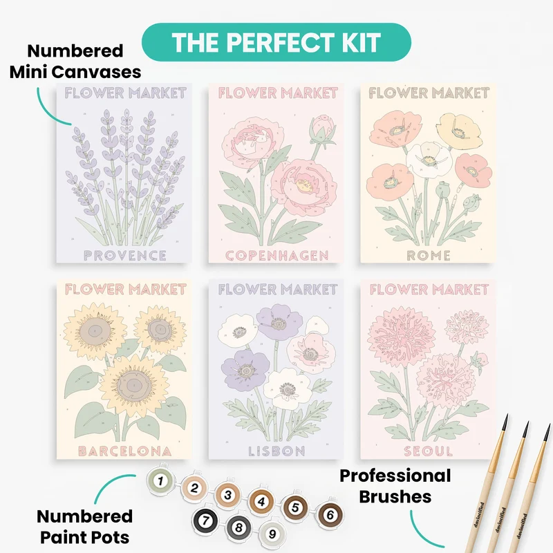 Flower Market City Bouquets - Mini Paint by Numbers Set