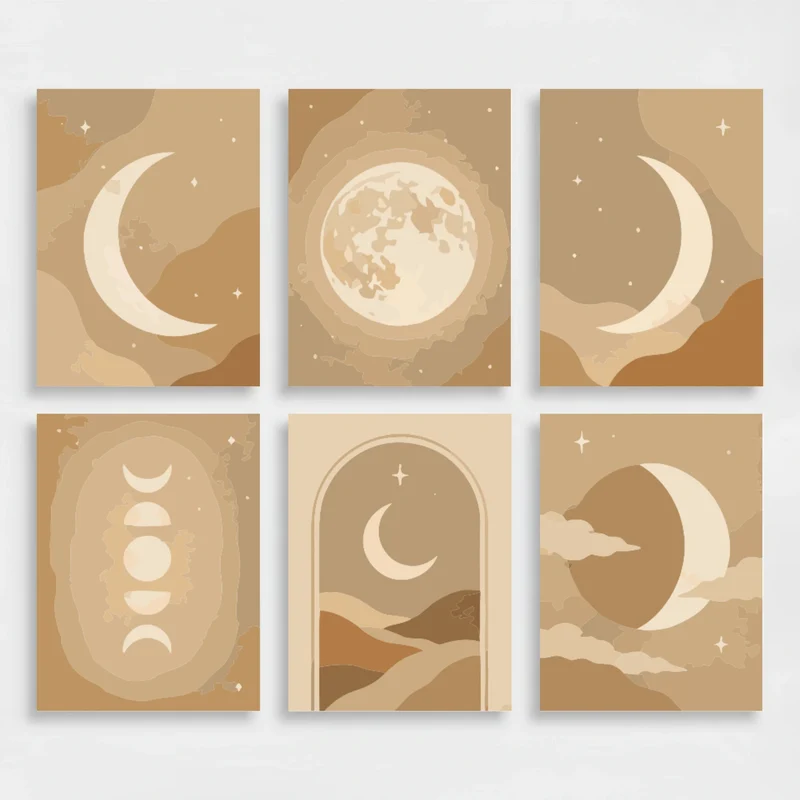 Boho Moon Phases - Mini Paint by Numbers Set