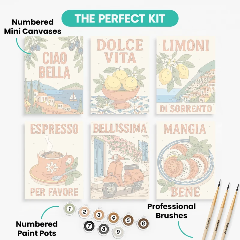 Italian Dolce Vita - Mini Paint by Numbers Set