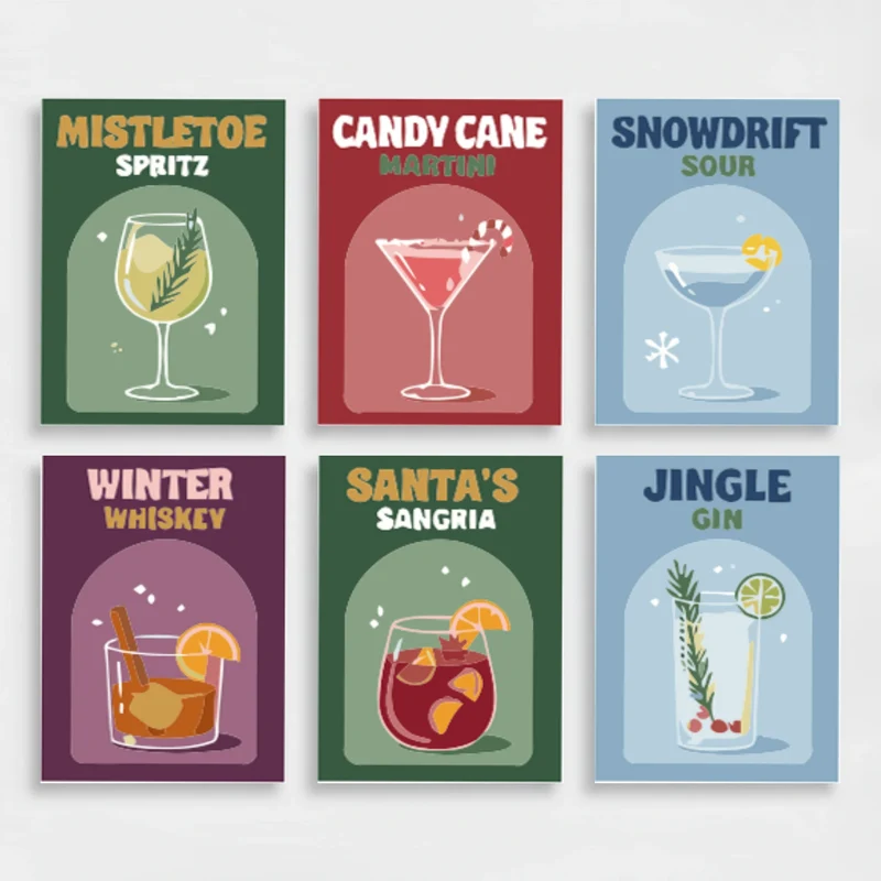 Festive Cocktails - Mini Paint by Numbers Set