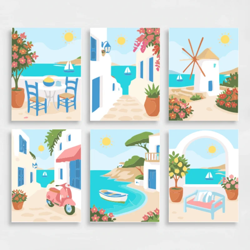 Santorini Summer Dreams - Mini Paint by Numbers Set