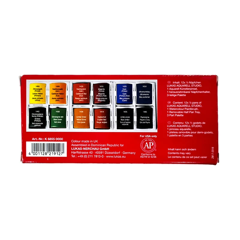 LUKAS Aquarell Studio Travel Set (12 halbe Näpfchen)