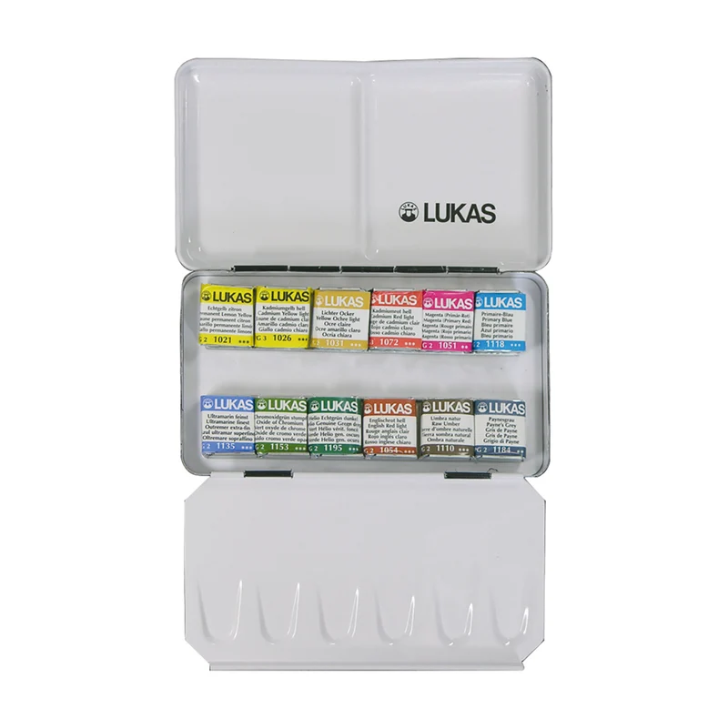 LUKAS Aquarell 1862 Set Metallkasten (12 halbe Näpfchen)