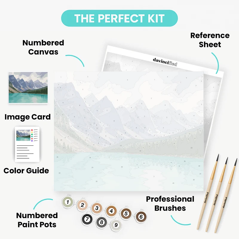 Turquoise Waters, Grey Peaks - Paint by Numbers Kit