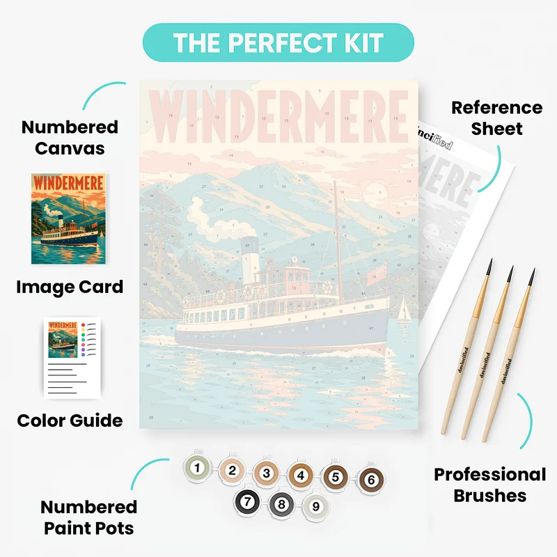 Steamer on Windermere - Paint by Numbers Kit