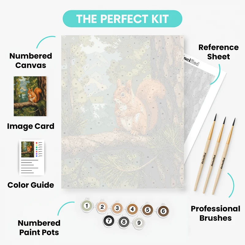 Red Squirrel's Perch - Paint by Numbers Kit