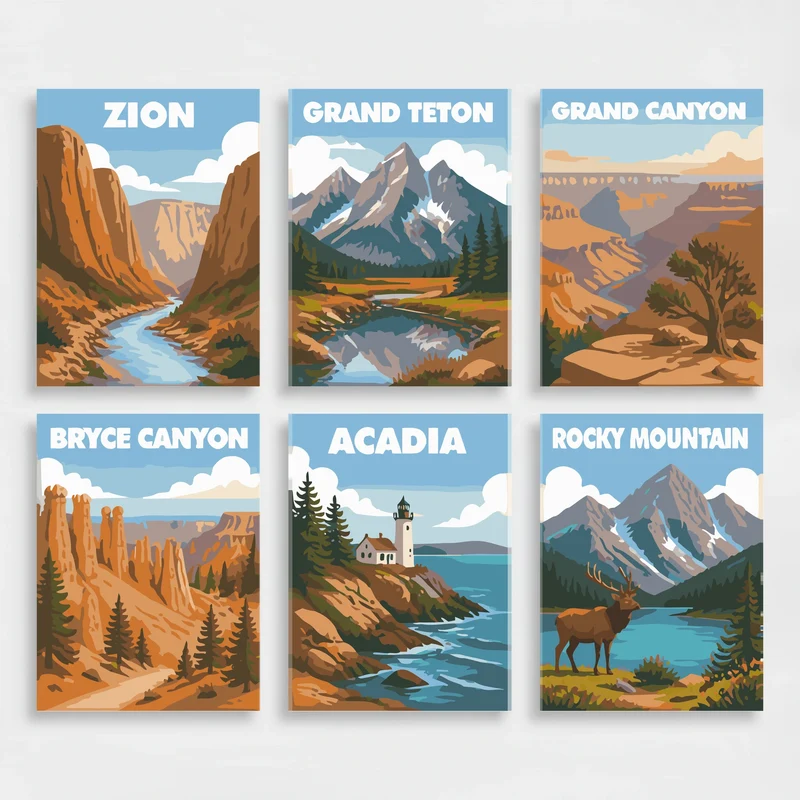 National Parks USA - Mini Paint by Numbers Set
