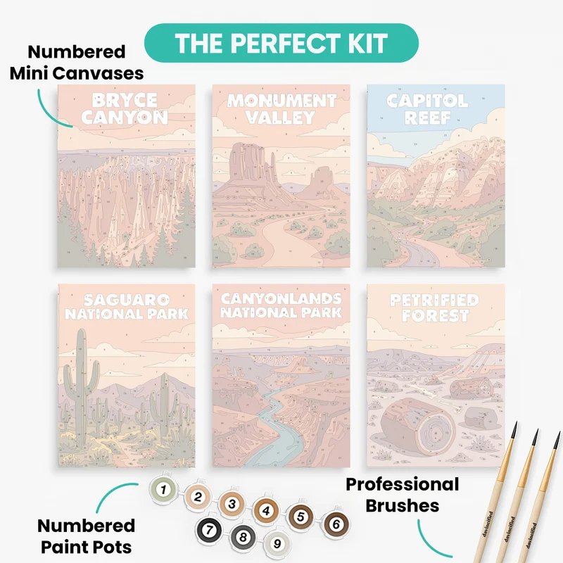 Southwest National Parks - Mini Paint by Numbers Set
