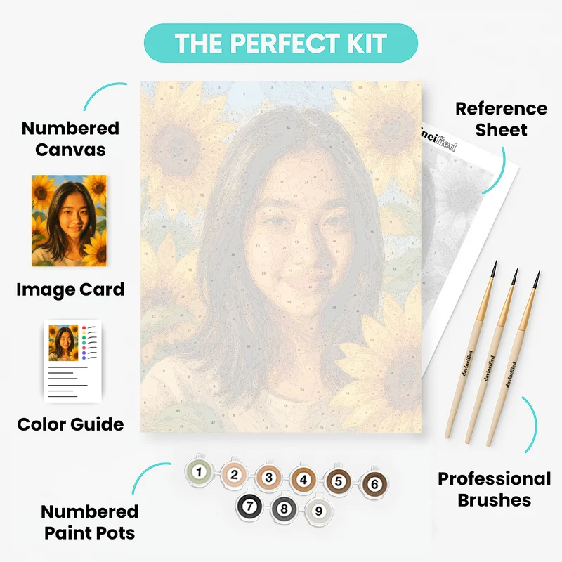 Sunflower Bloom - Custom Paint by Numbers Kit