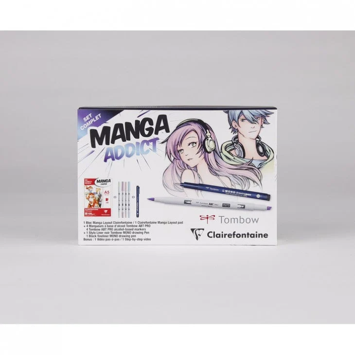 Σετ σχεδίου για manga CLAIREFONTAINE Manga Addict Tombow A5 - 50 φύλλα