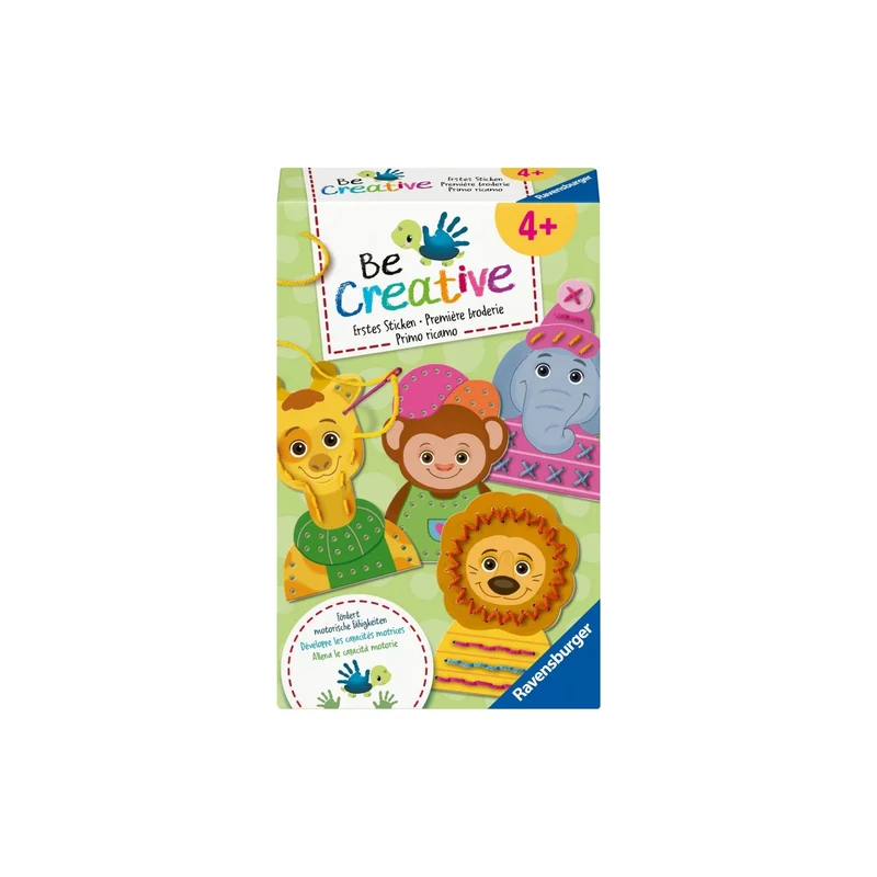 Ravensburger | BeCreative Erstes Sticken - Tierschablonen und Wollfäden zum Sticken lernen, für Kinder ab 4 Jahren