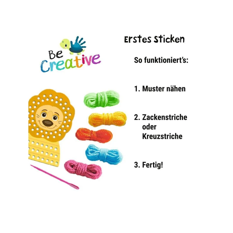 Ravensburger | BeCreative Erstes Sticken - Tierschablonen und Wollfäden zum Sticken lernen, für Kinder ab 4 Jahren