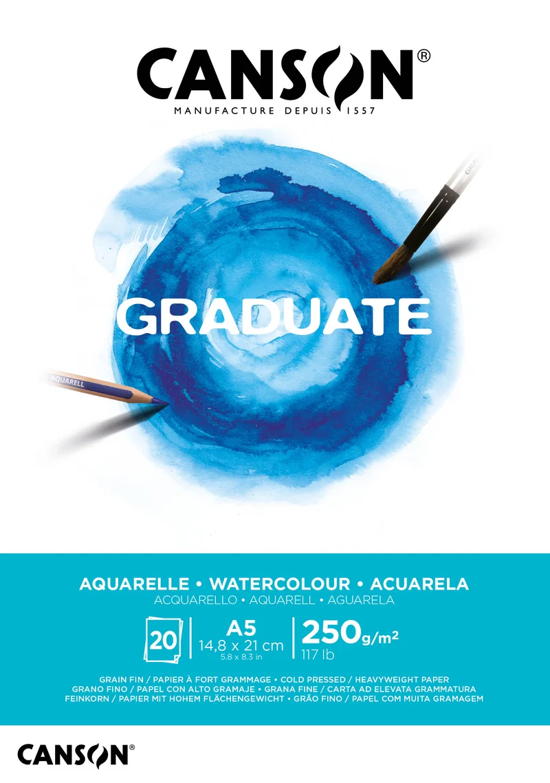 CANSON Graduate Aquarell Papier Block (A5 , 20 Bögen, 250gr)