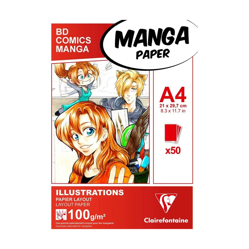 CLAIREFONTAINE Manga Layout Block 100 g/m² A5 – A3 - 50 Blatt