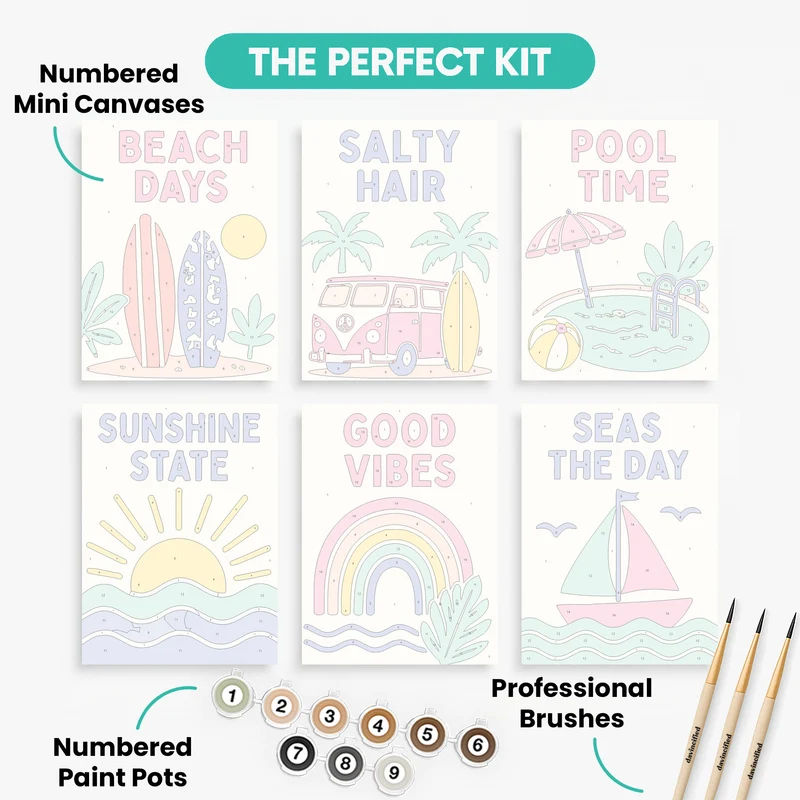 Summer Beach Vibes - Mini Paint by Numbers Set