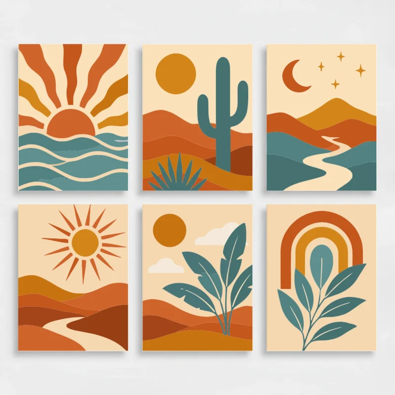 Boho Desert Sunset - Mini Paint by Numbers Set
