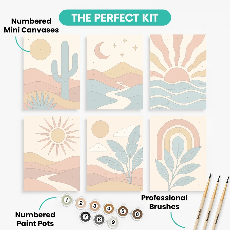 Boho Desert Sunset - Mini Paint by Numbers Set