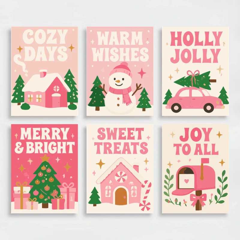 Pink Christmas Wishes - Mini Paint by Numbers Set