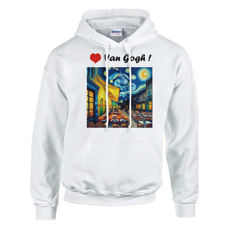 Van Gogh Inspired Art Fan's Pullover Hoodie – Cozy 50/50 Cotton-Polyester Blend