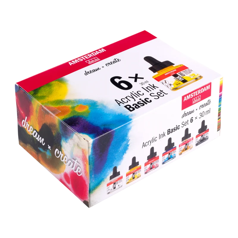 Royal Talens AMSTERDAM Acrylic Ink - BASIC SET (6x30ml)