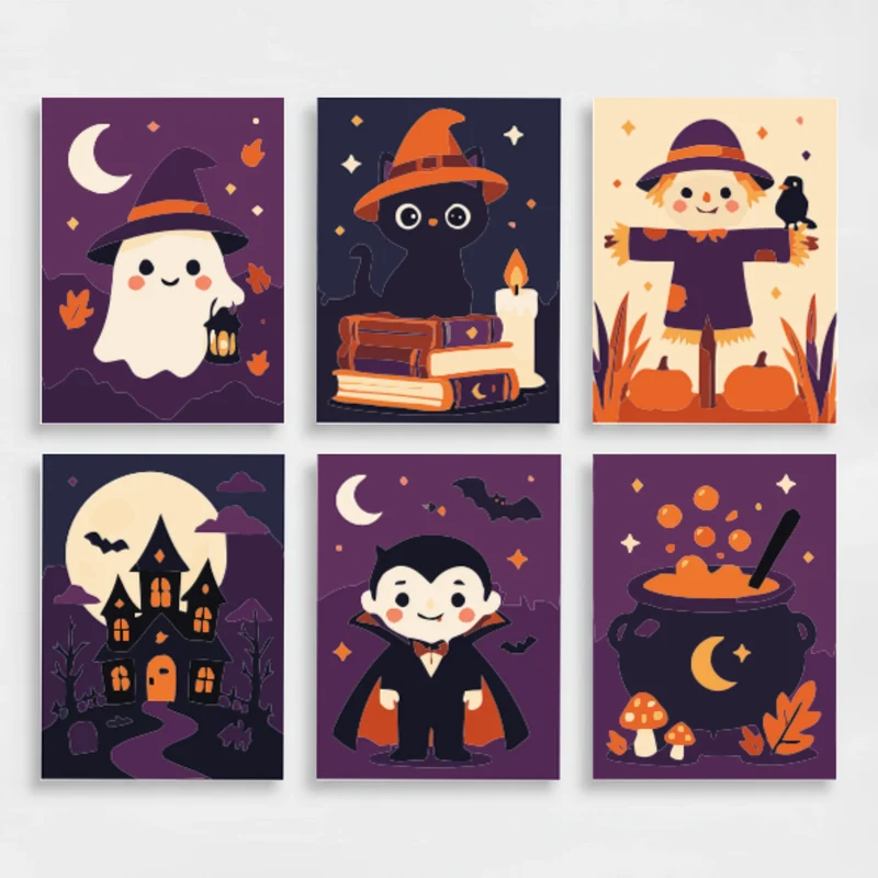 Cute Halloween Characters Collection - Mini Paint by Numbers Set