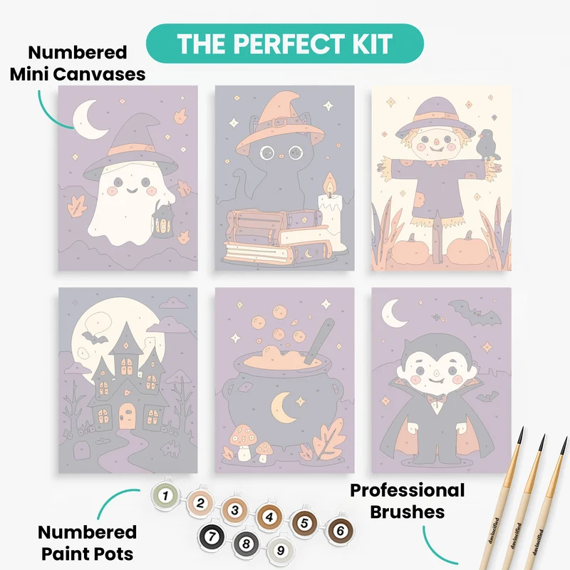 Cute Halloween Characters Collection - Mini Paint by Numbers Set