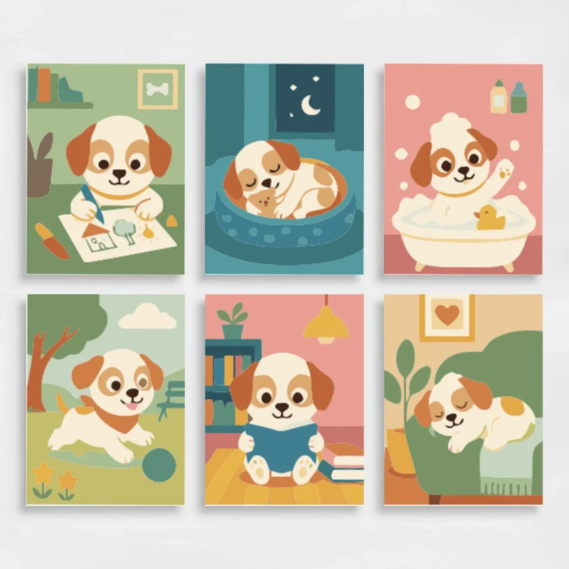 Puppy Playtime - Mini Paint by Numbers Set