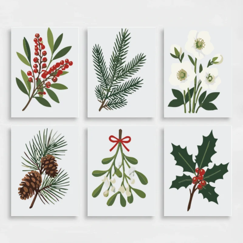 Winter Botanicals - Mini Paint by Numbers Set