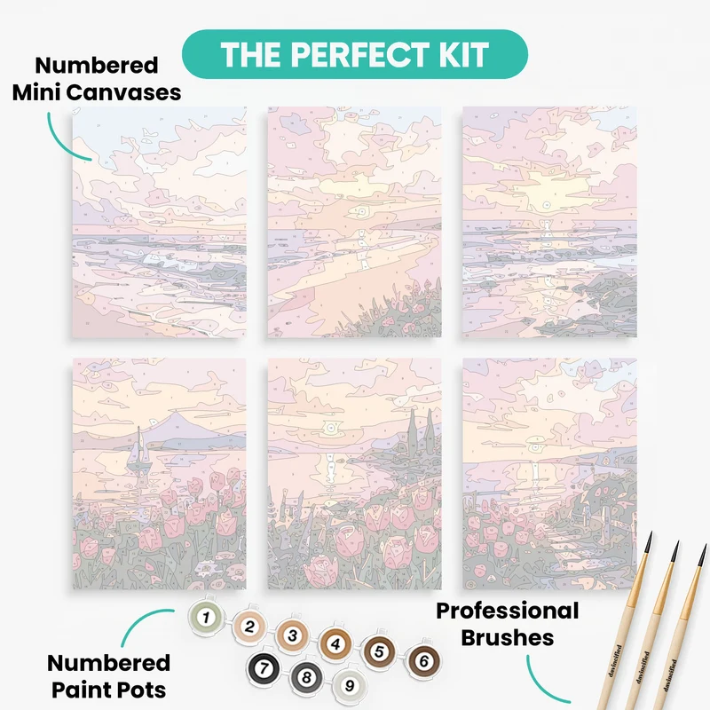 Coastal Sunset Serenity - Mini Paint by Numbers Set