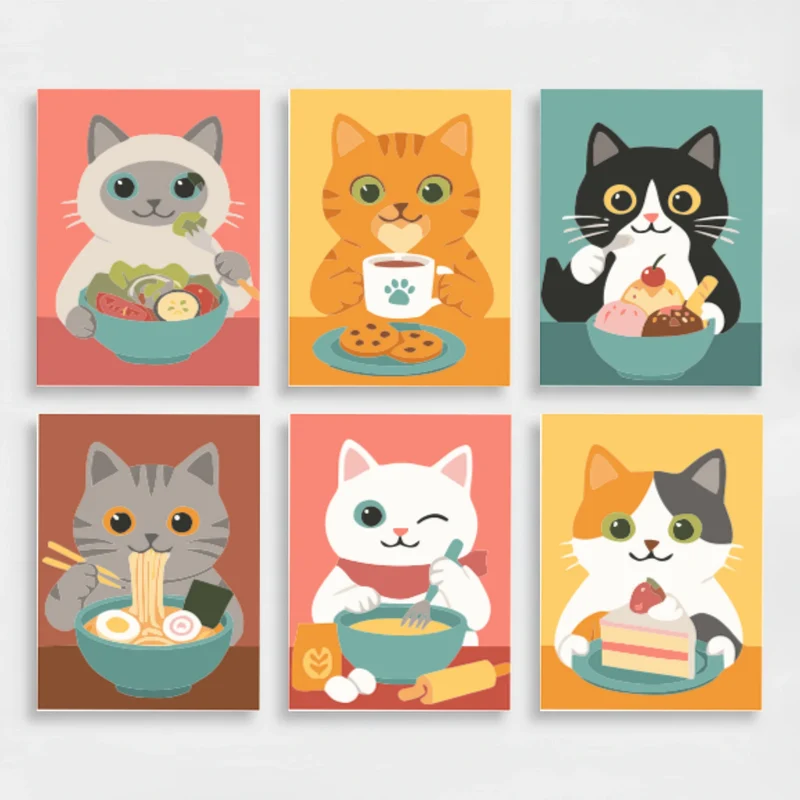 Foodie Cats - Mini Paint by Numbers Set