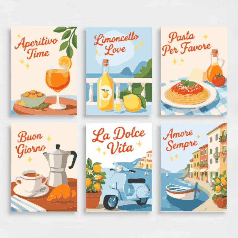 Italian Riviera Charm - Mini Paint by Numbers Set