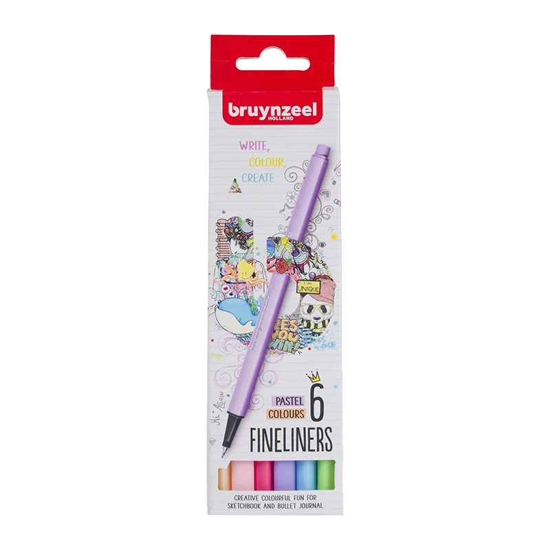 Комплект тънкописци Bruynzeel Fineliner пастелни – 6 бр. / 0,4 mm