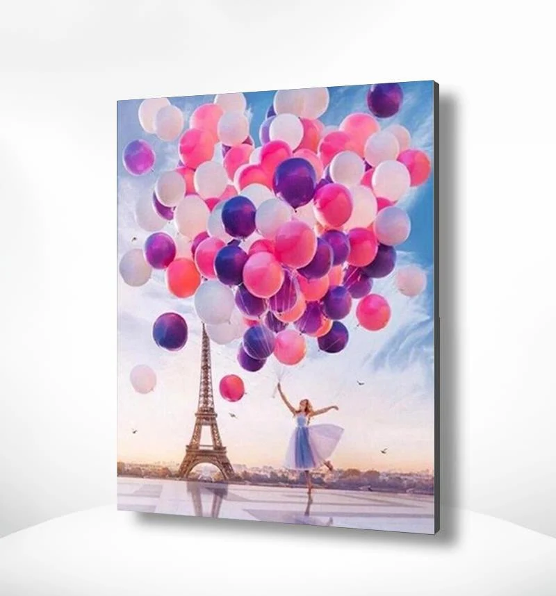 Malen nach Zahlen Paris mit Luftballons