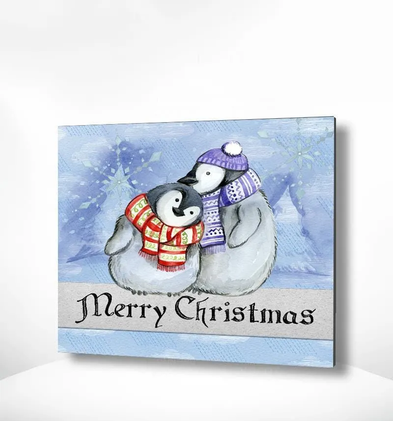 Malen nach Zahlen Pinguine Weihnachten