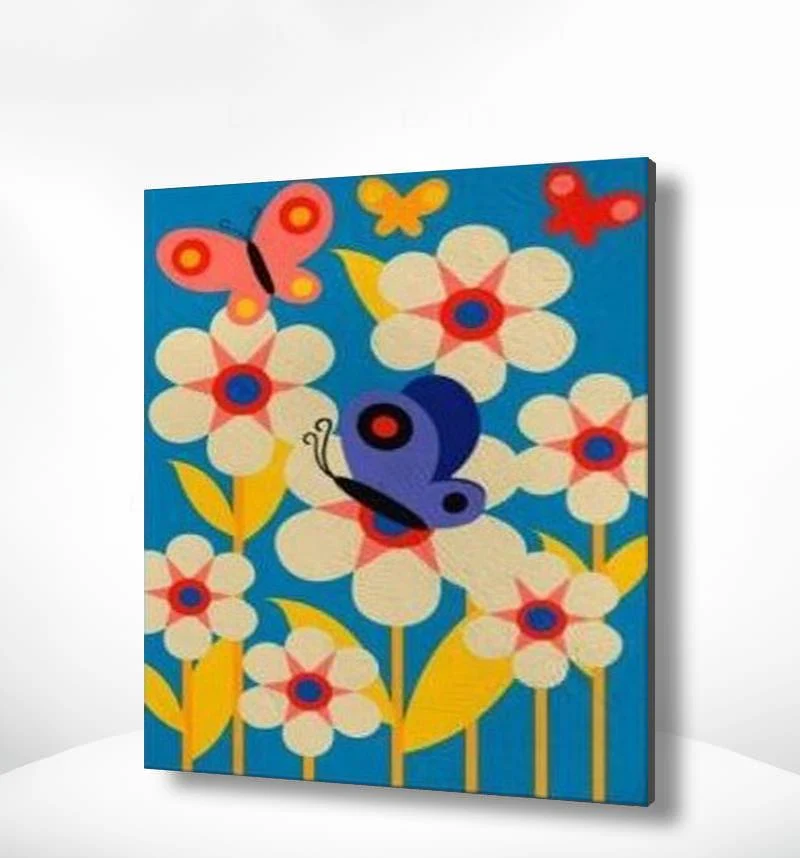 Malen nach Zahlen Blumen mit Schmetterling