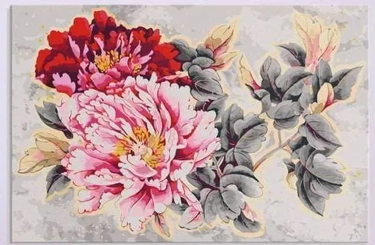 Malen nach Zahlen Rot und Rosa Blumen