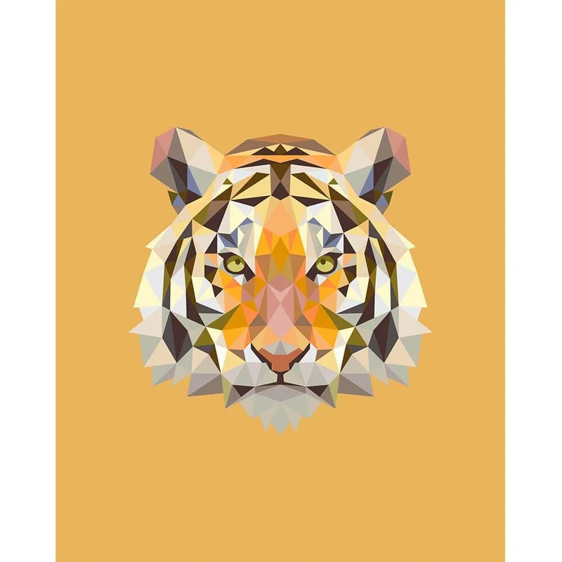 Malen nach Zahlen Lion Polygon Orange