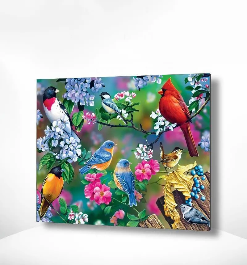 Malen nach Zahlen Vögel mit Blumen